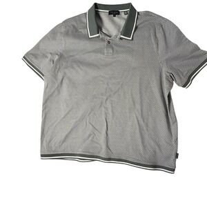 Ted Baker Affric Polo Shirt Men's 7 2XL Olive Green Geometric 263994 Excellent